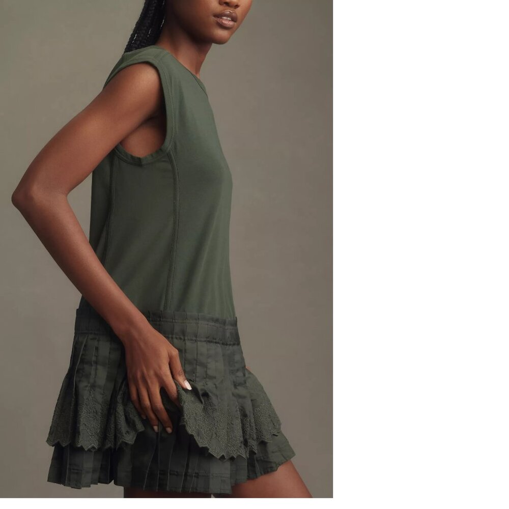 Anthropologie Green Mini Dress - Picture 2 of 5